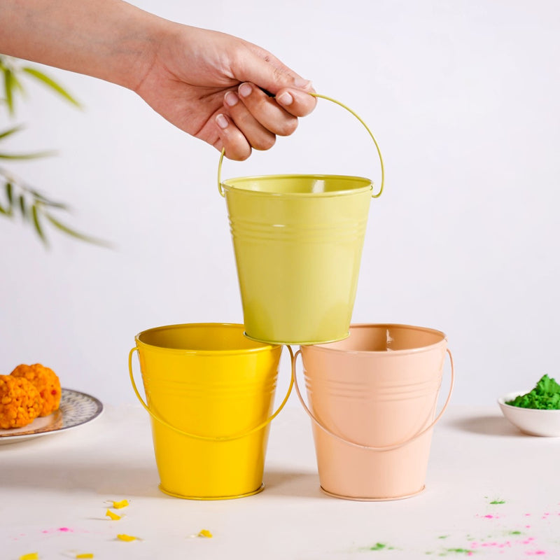 Metal Bucket For Home Decoration Set Of 3