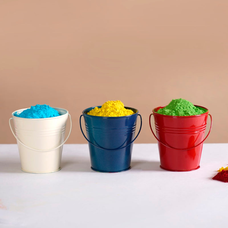 Colourful Metal Bucket Set Of 3- Colourful Metal Buckets, Set of 3 Buckets, Decorative Metal Buckets, Vibrant Bucket Set