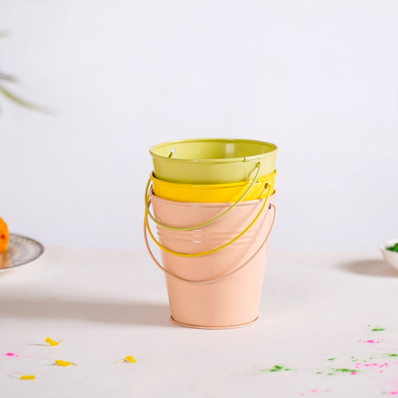 Metal Bucket For Home Decoration Set Of 3