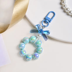 Burst Of Blue Beaded Keychain