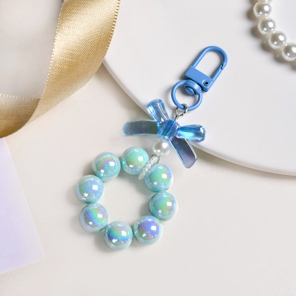 Burst Of Blue Beaded Keychain