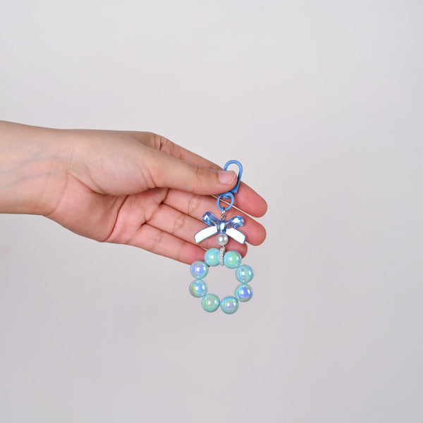 Burst Of Blue Beaded Keychain