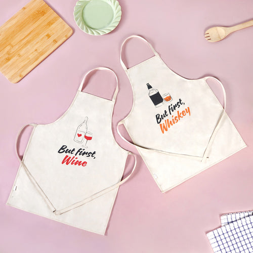 But First Whisk And Wine Couple Apron Set