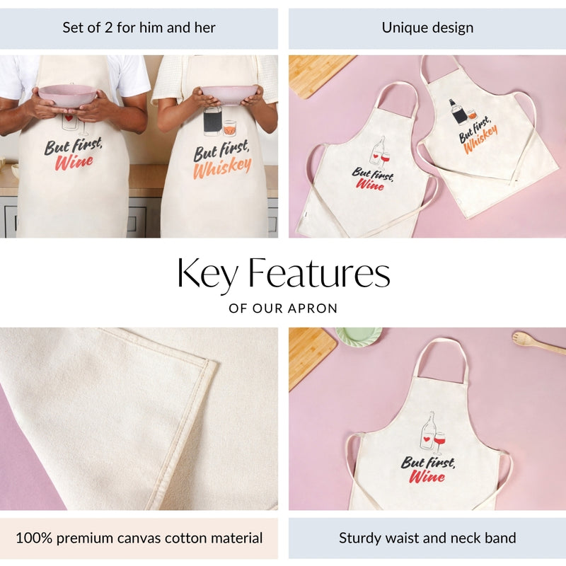 But First Whisk And Wine Couple Apron Set