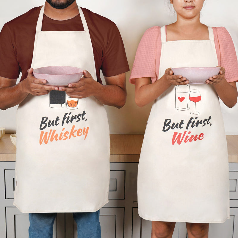 But First Whisk And Wine Couple Apron Set Of 2