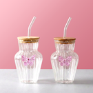 Butterfly Bloom Borosilicate Tumbler With Straw Set Of 2 500ml