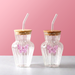 Butterfly Bloom Borosilicate Tumbler With Straw Set Of 2 500ml