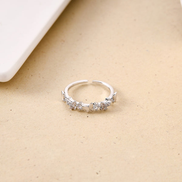 Butterfly Dainty Adjustable Silver Ring