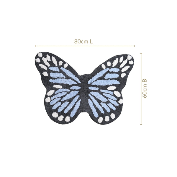 Butterfly Tufted Cotton Anti Slip Floor Mat 80x60cm