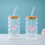 Butterfly Glass Tumbler With Straw Set Of 2 500ml