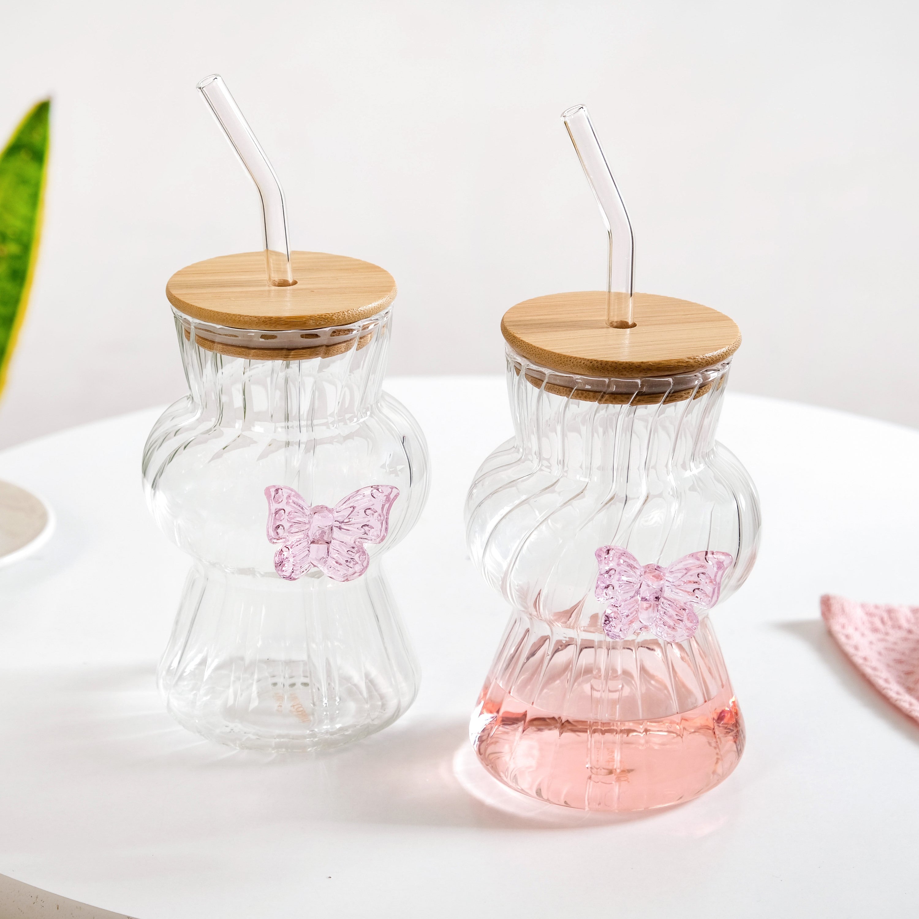 Butterfly Beverage Tumbler Set Of 2 With Straw 500ml