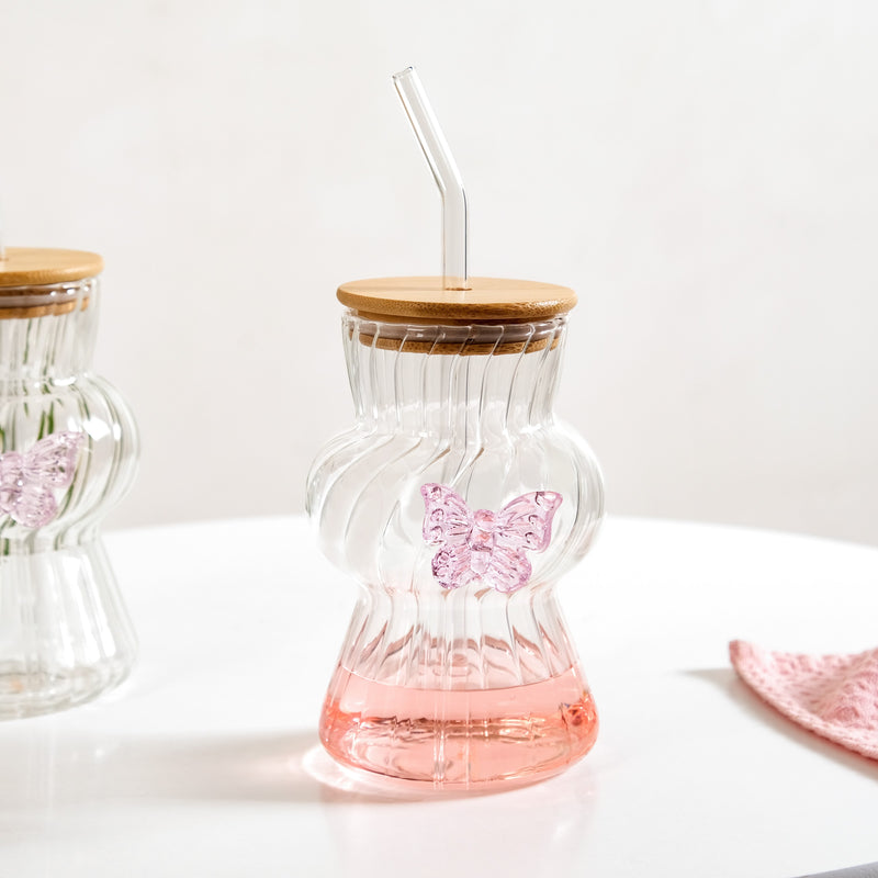 Butterfly Beverage Tumbler Set Of 2 With Straw 500ml