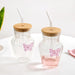 Butterfly Bloom Borosilicate Tumbler With Straw Set Of 2 500ml