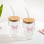 Butterfly Flutter Borosilicate Tumbler With Straw Set Of 2 500ml
