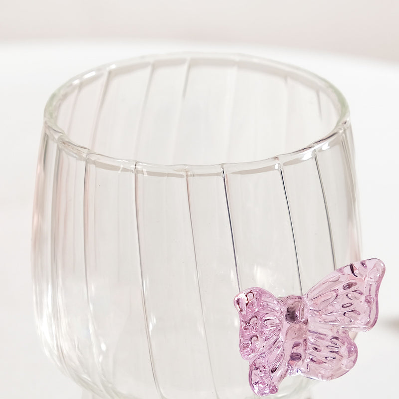 Butterfly Flutter Borosilicate Tumbler With Straw Set Of 2 500ml