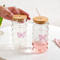 Butterfly Glass Tumbler With Straw Set Of 2 500ml