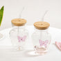 Butterfly Borosilicate Tumbler With Straw Set Of 2 500ml