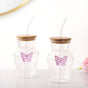 Butterfly Bloom Borosilicate Tumbler With Straw Set Of 2 500ml