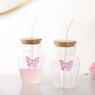 Butterfly Borosilicate Tumbler With Straw Set Of 2 500ml