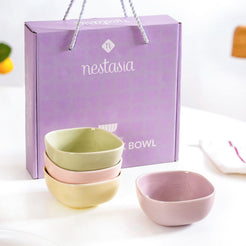 Pastel Square Ceramic Snack Bowl Set Of 4 200ml