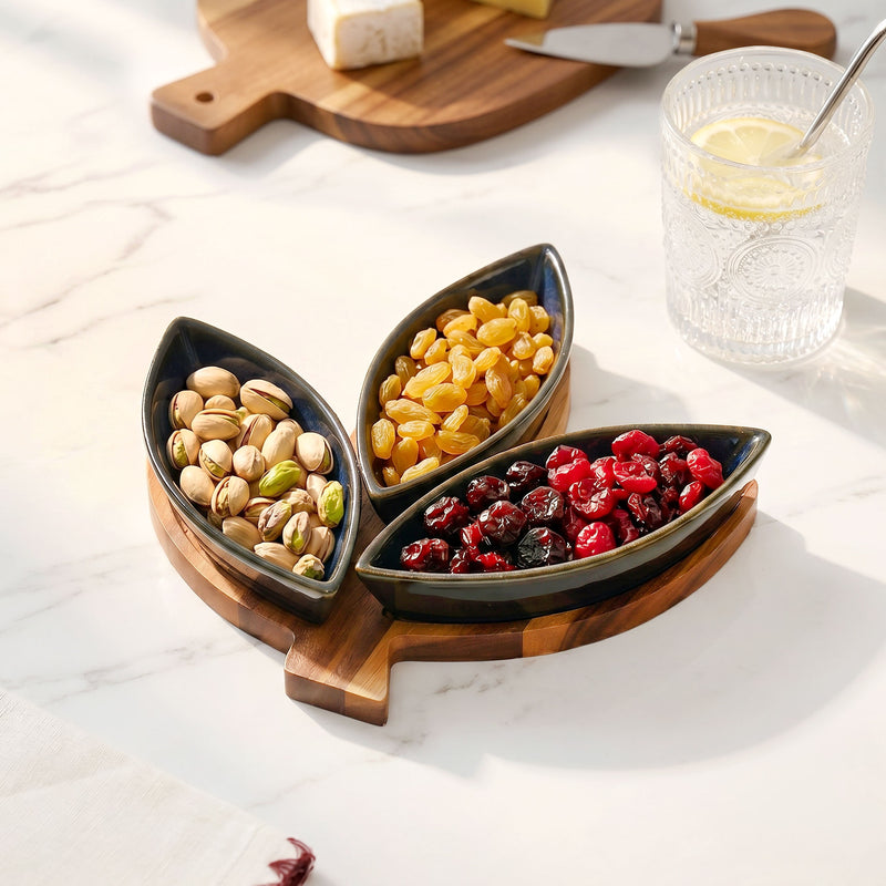 Three Leaf Porcelain Platter Set