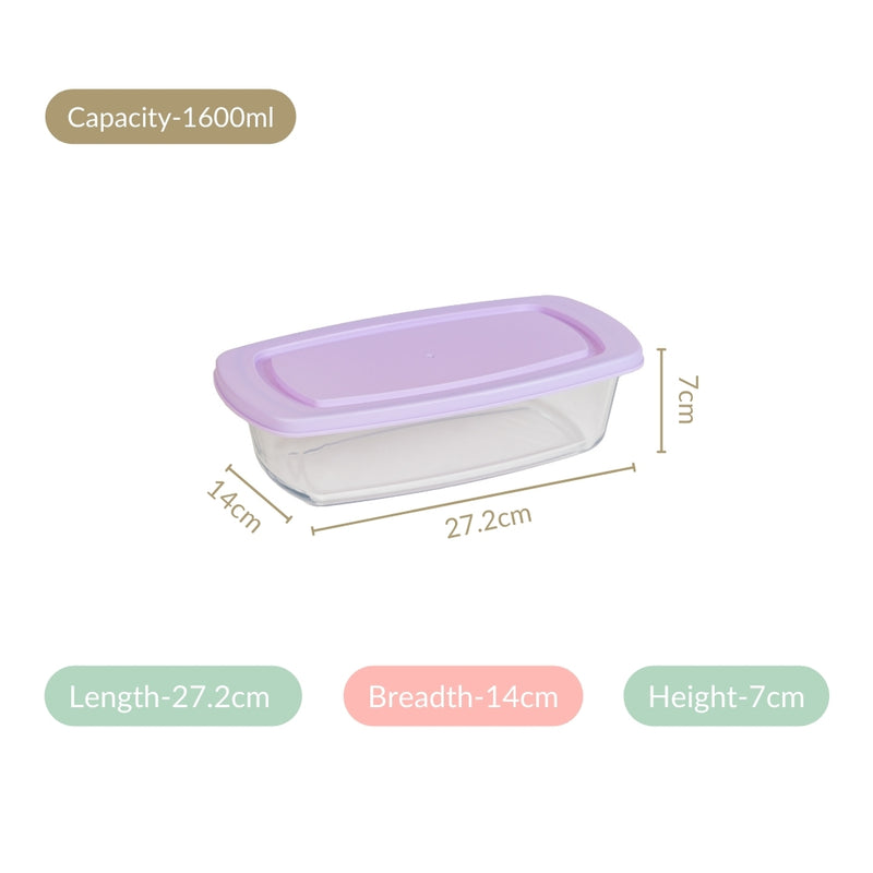 Set Of 2 Borosilicate Long Baking Dishes With Lid 1600ml