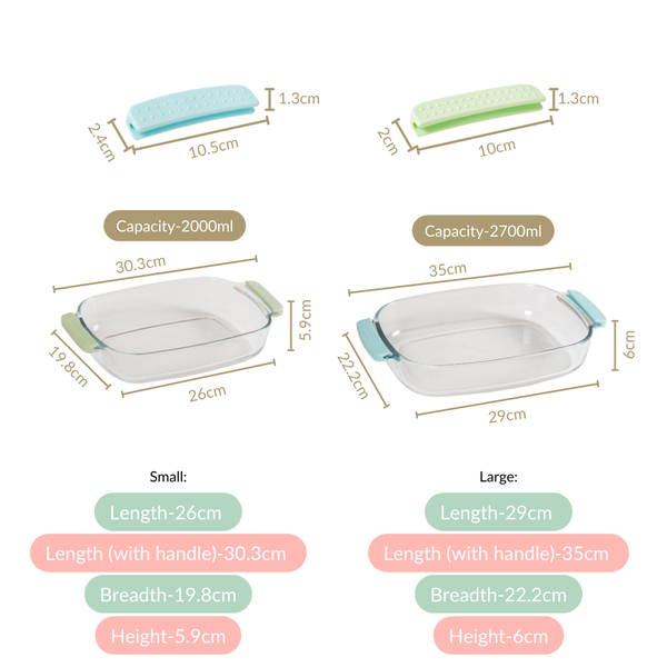 Glass Baking Dish With Heat Protect Silicon Covers Set Of 2