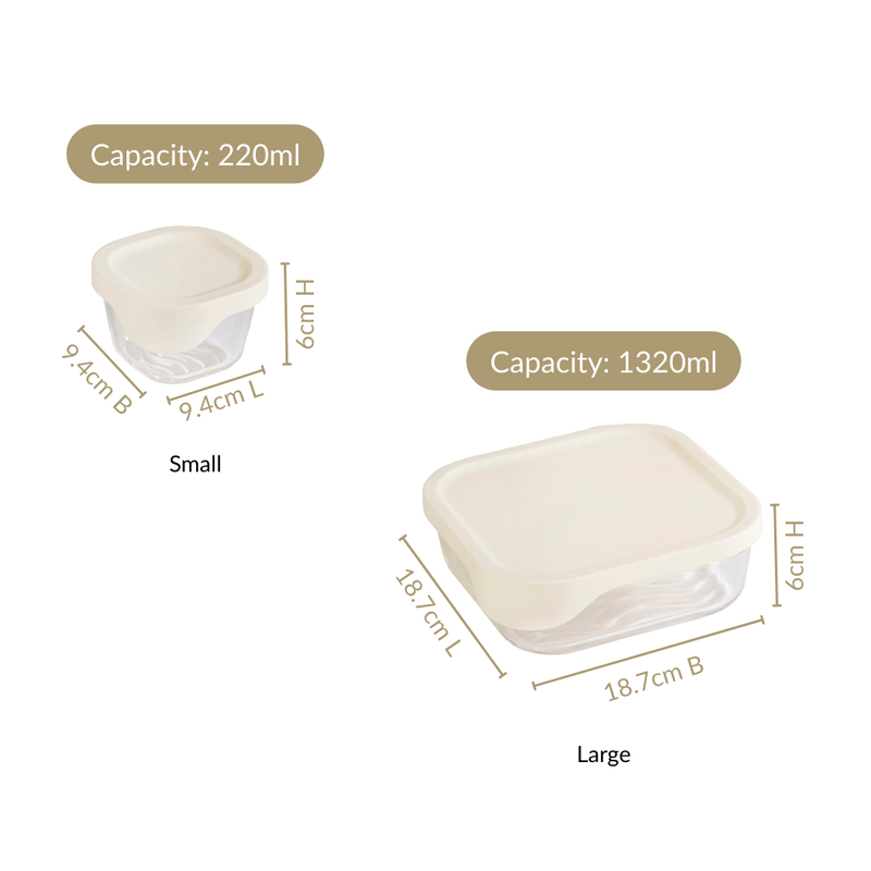 Groovo Lite Glass Food Container Set Of 5 220ml 1320ml