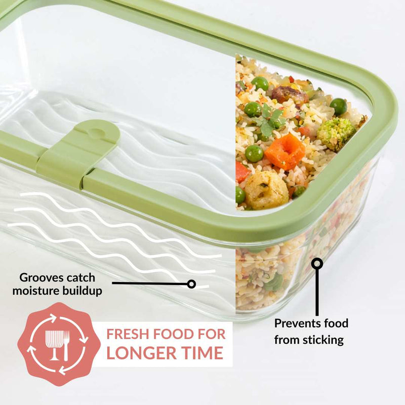 Vento Food Container With Airtight Silicone Lid Set Of 5 220ml 1320ml Sage Green