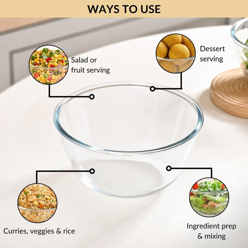 Glass Bowl Set Of 3 Microwave Oven Safe