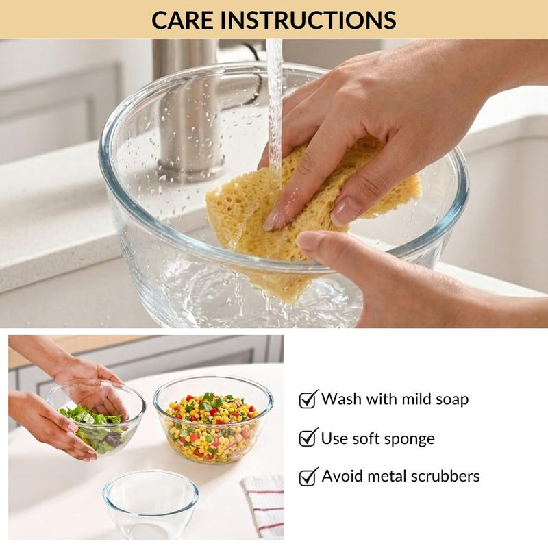 Glass Bowl Set Of 3 Microwave Oven Safe