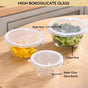 Glass Bowl With Lid Set of 3 Microwave Oven Safe