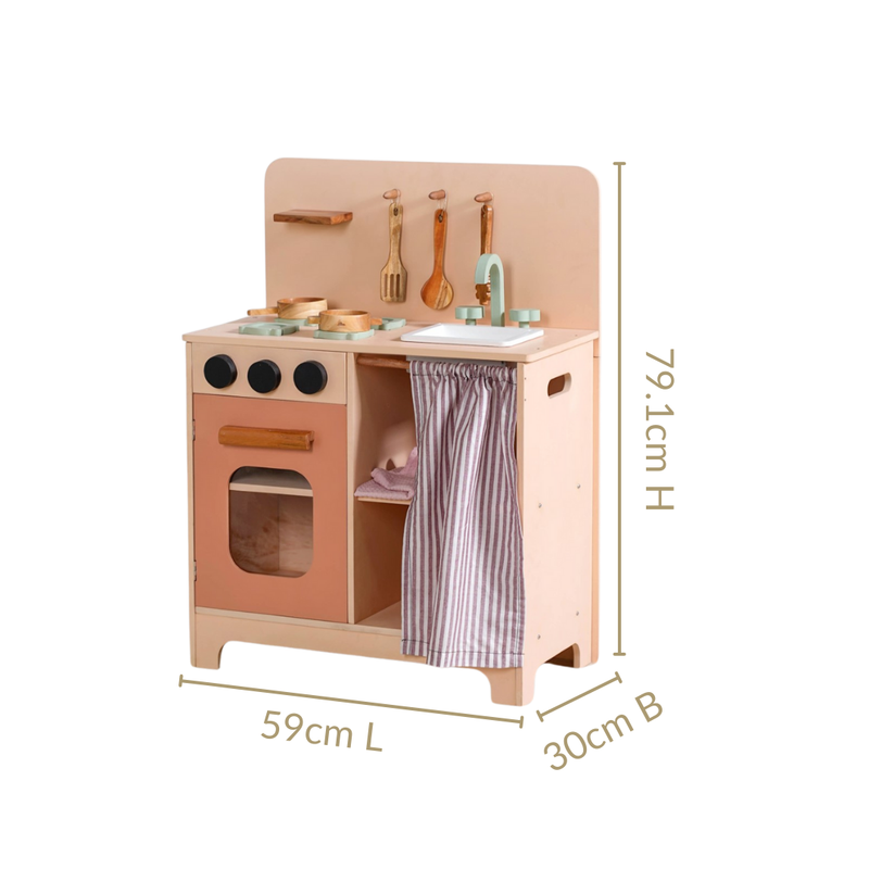Wooden Kitchen Play Set With Utensils