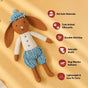 Mr Goat Plushy Toy In Teal Gingham Outfit