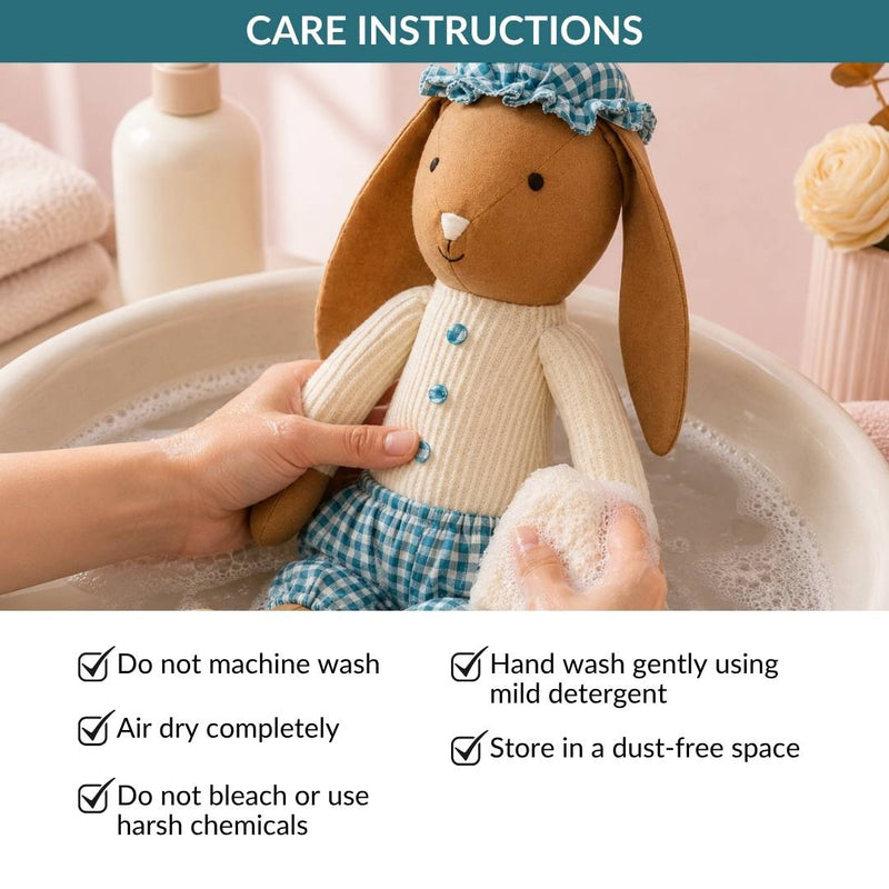 Mr Goat Plushy Toy In Teal Gingham Outfit