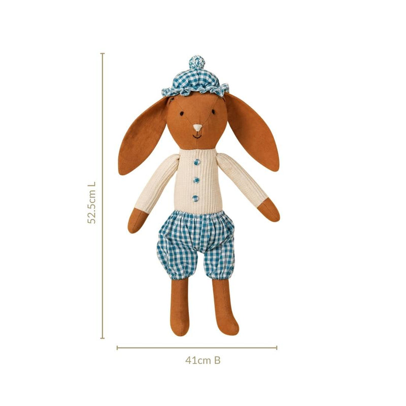 Mr Goat Plushy Toy In Teal Gingham Outfit