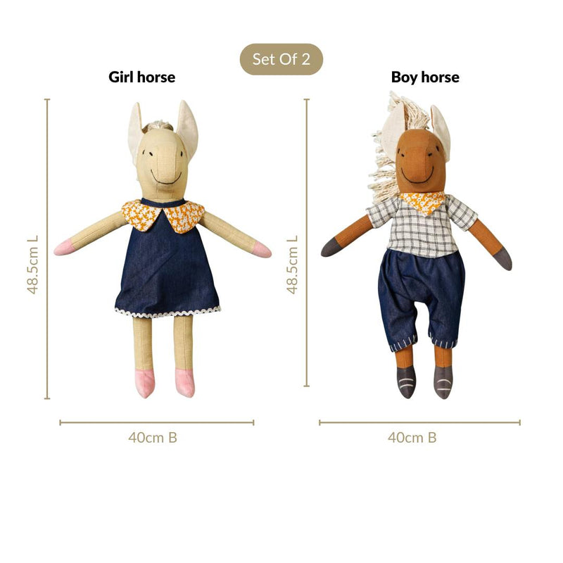 Country Horse And Mare Stuffed Toy Set Of 2