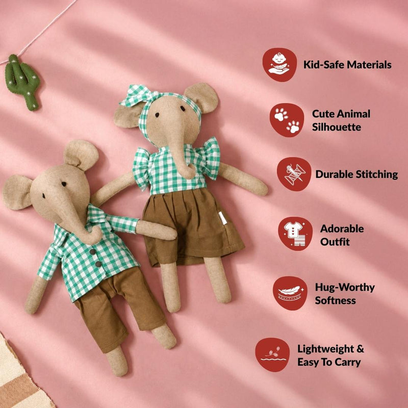 Elephant Plushie Sustainable Stuffed Animal Pair