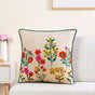Meadow Blooms Embroidered Cotton Cushion Cover 40x40cm