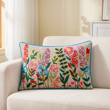 Meadow Embroidered Cushion Cover 50x35cm