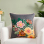 Midnight Garden Embroidered Cotton Cushion Cover 40x40cm