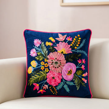 Midnight Bouquet Velvet Cushion Cover 40x40cm