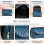 Roll Top Flap Travel Makeup Pouch Navy Blue