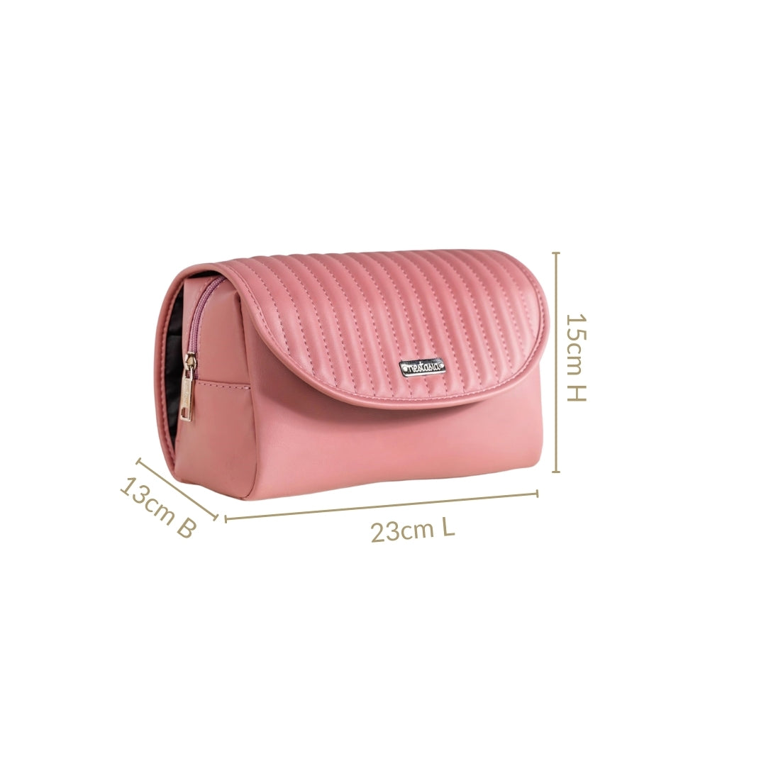 Roll Top Flap Travel Makeup Pouch Pink Online - Premium Vanity