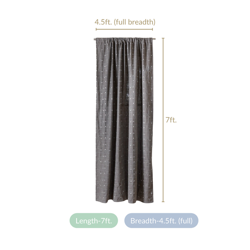 Mystic Grey Door Curtain Set Of 2 7x4.5 Feet