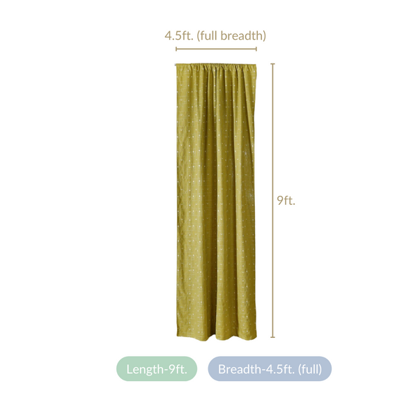 Embroidered Linen Cotton Curtain Set Of 2 Olive Green 108x54 Inch