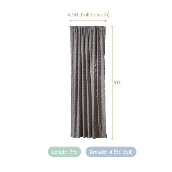 Set of 2 Partition Cotton Curtain Grey 9x4.5 Feet