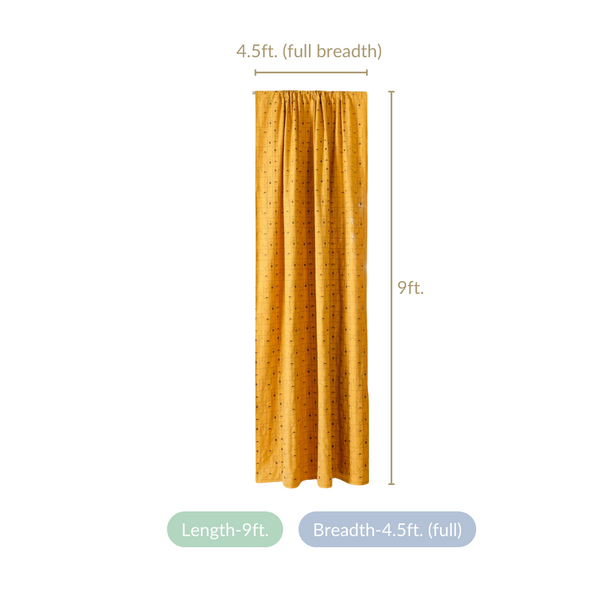 Set Of 2 Mustard Yellow Divider Curtain 9x4.5 Feet