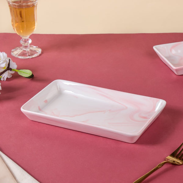 Marble Serving Platter Pink Large 8 Inch