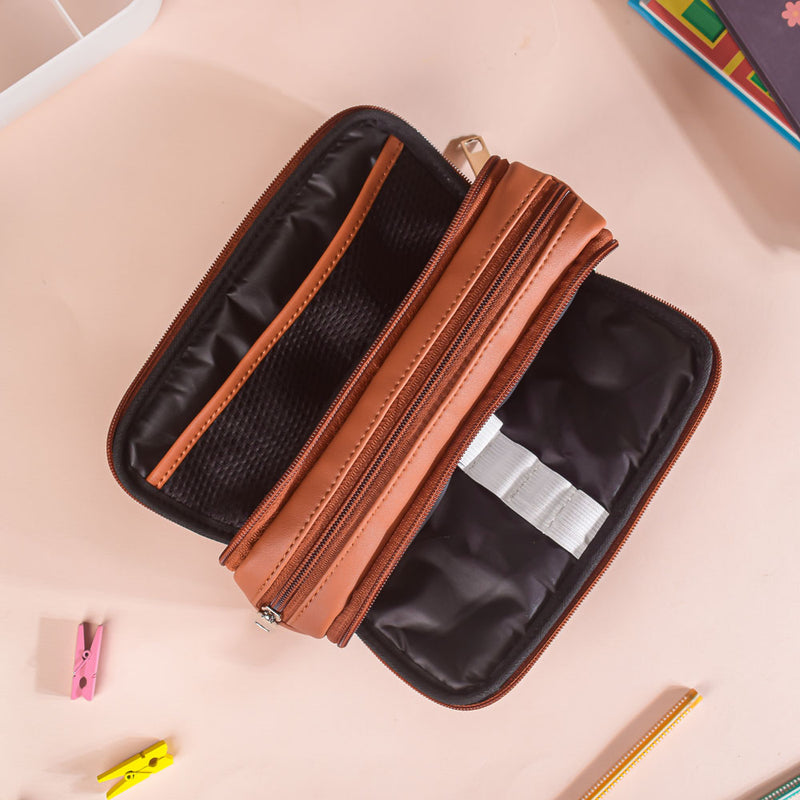 Cushioned Pencil Bag Tan